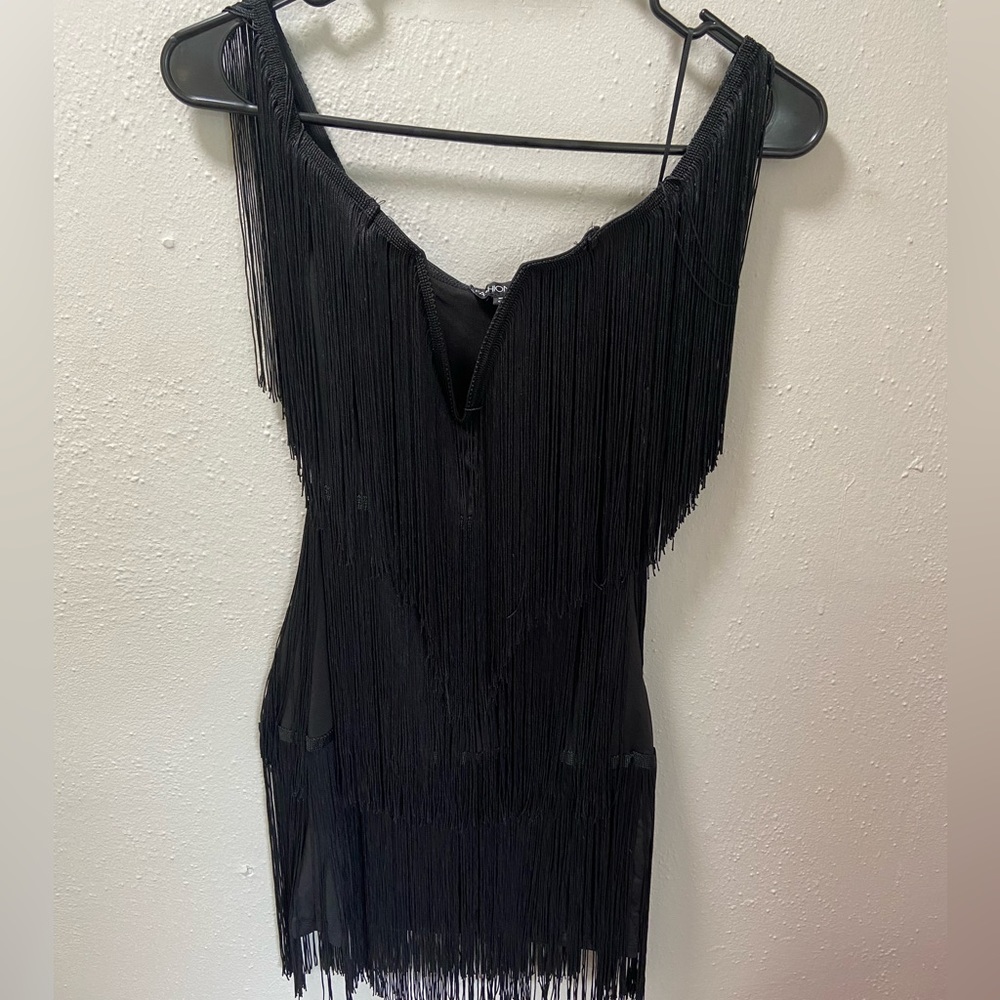 Black Fringe Mini Dress - Picture 3 of 3